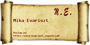 Mika Evariszt névjegykártya